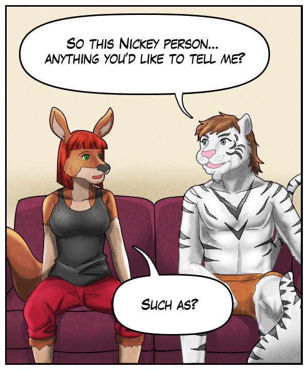 Theo: “So this Nickey person… Anything you’d like to tell me?” Sheila: “Such as?”
