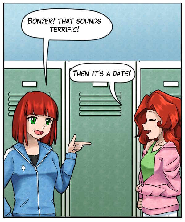 Sheila: “Bonzer! That sounds terrific!” Nickey: “Then it’s a date!”