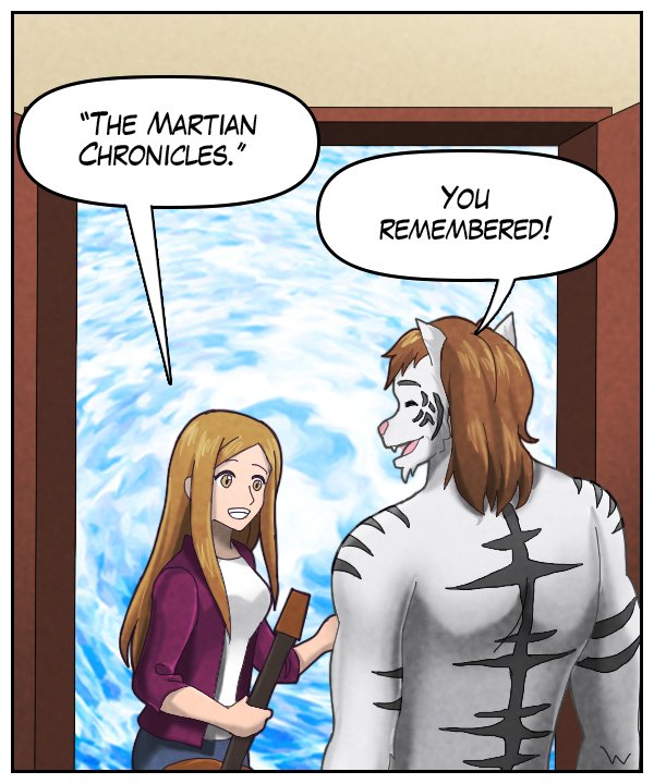 Cora: “The Martian Chronicles.” Theo: “You remembered!”