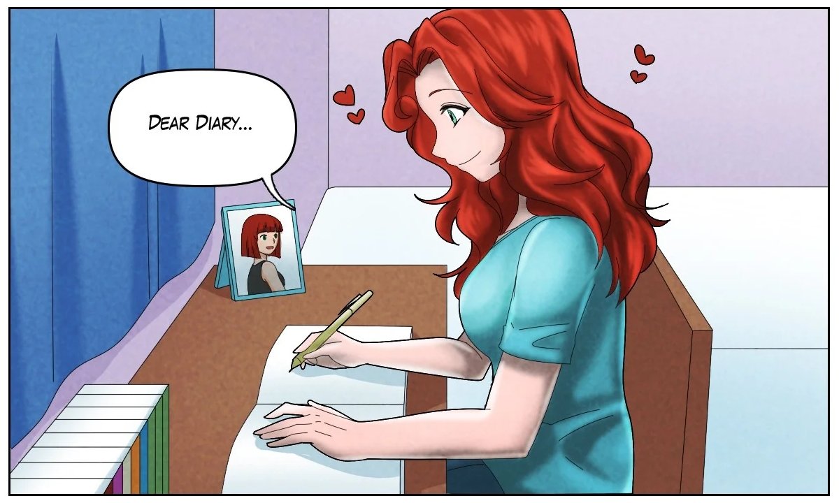 Nickey, writing in her journal: “Dear Diary…”