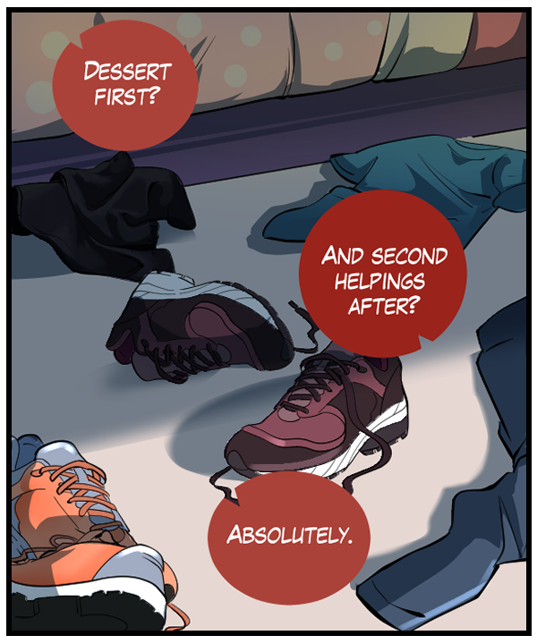 Nickey: “Dessert first?” Sheila: “And second helpings after?” Nickey: “Absolutely.”