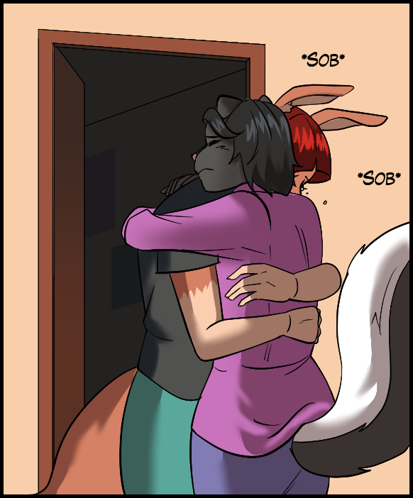 Sheila grabs Ophelia, sobbing on her shoulder.