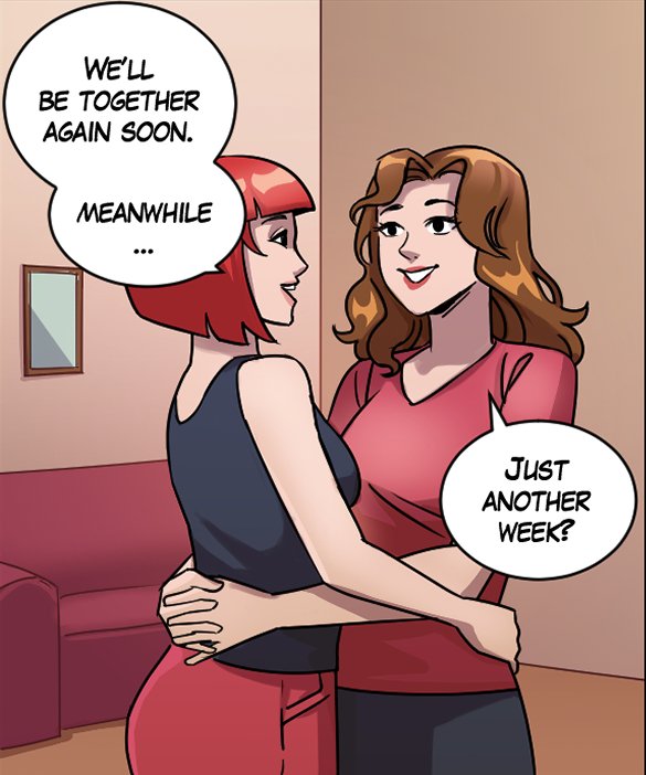 Sheila: “We’ll be together again soon. Meanwhile…” Nickey: “Just another week?”