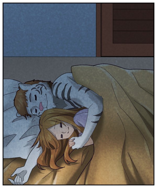Cora and Theo cuddle up and go to sleep.
