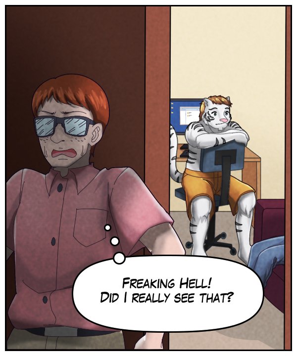 Cora’s housemate Morton (thought bubble): Freaking hell! Did I really see that?