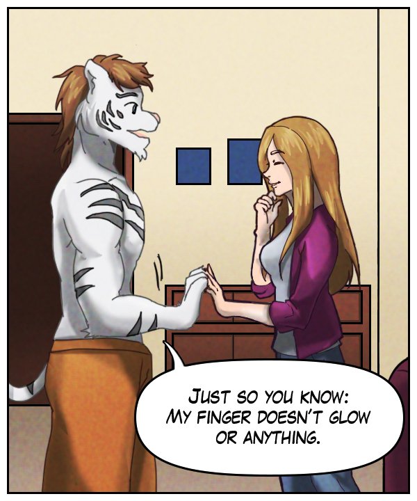 Theo: “Just so you know: My finger doesn’t glow or anything.”