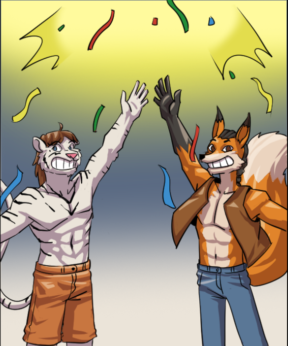 Theo and Lightfoot in a “ta-da” pose.
