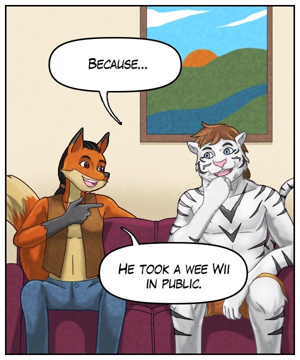 Theo: “Because…” Lightfoot: “He took a wee Wii in public.”