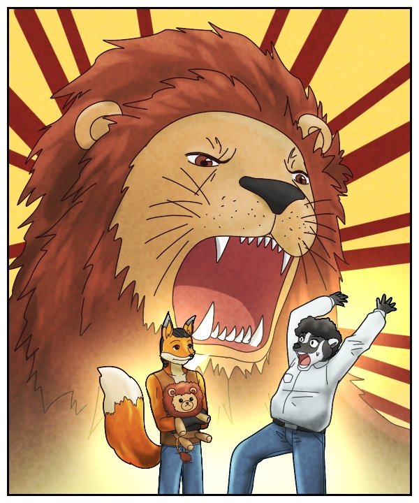 The lion roars.