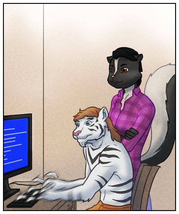 Theo’s fingers fly across the keyboard.