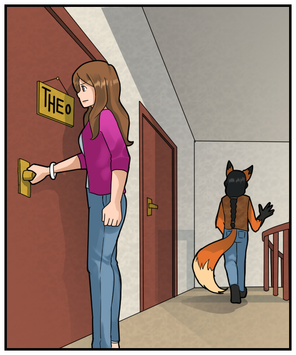 Lightfoot leaves as Cora opens the door to Theo’s room.