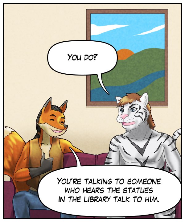 Theo: “You do?” Lightfoot: “You’re talking to someone who hears the statues in the library talk to him.”