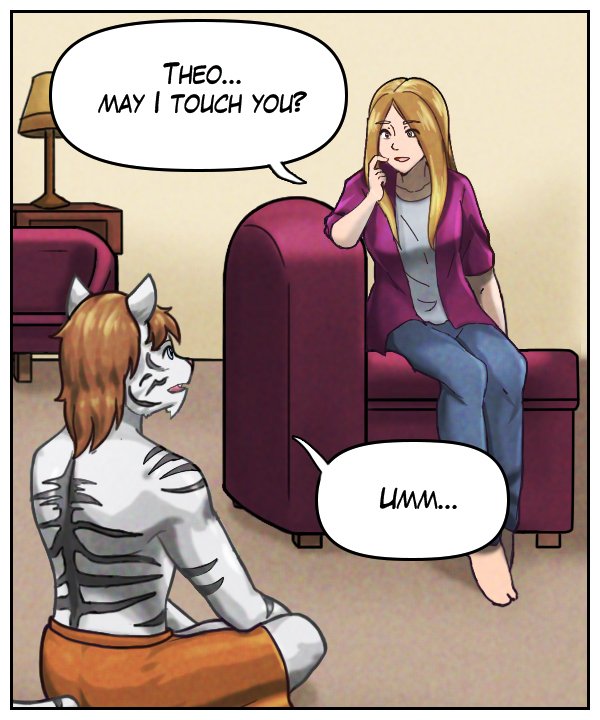 Cora: “Theo… may I touch you?” Theo: “Umm…”