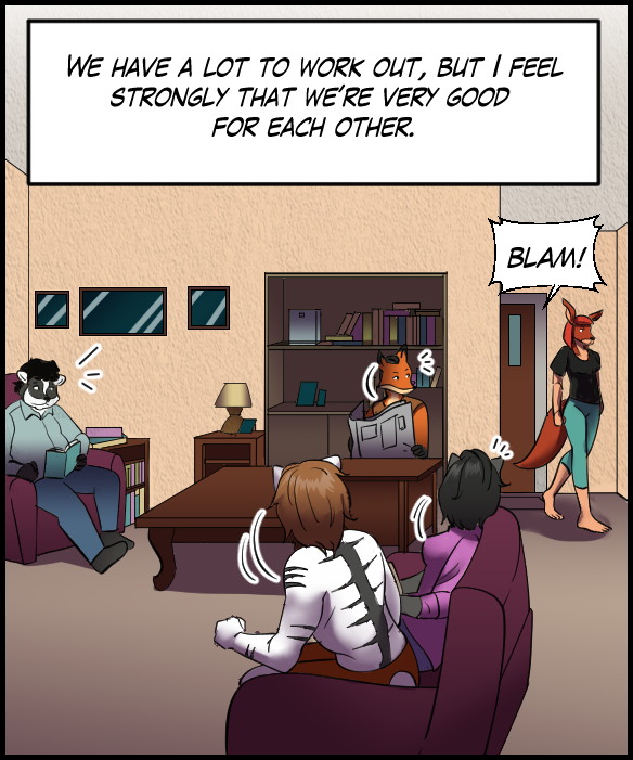 Narration Bar: We have a lot to work out, but I feel strongly that we’re very good for each other.