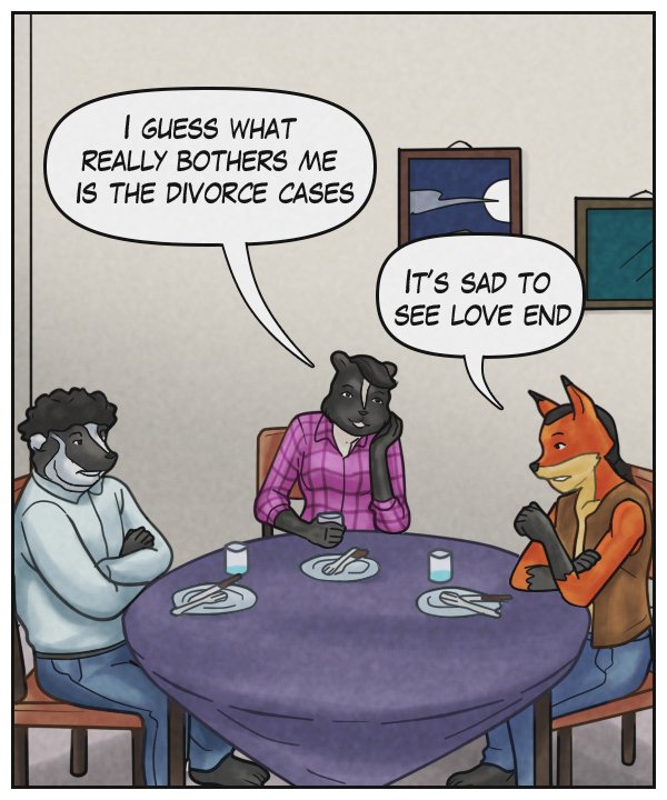 Ophelia: “I guess what really bothers me is the divorce cases.” Lightfoot: “It’s sad to see love end.”