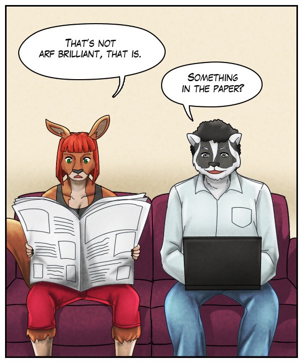 Sheila: “That’s not arf brilliant, that is.” Caedmon: “Something  in the paper?”