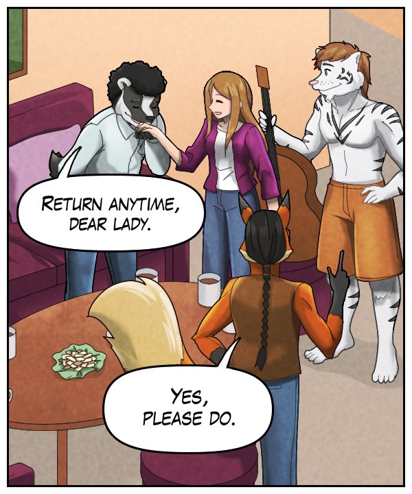 Caedmon: ”Return anytime, dear lady.” Lightfoot: “Yes, please do.”